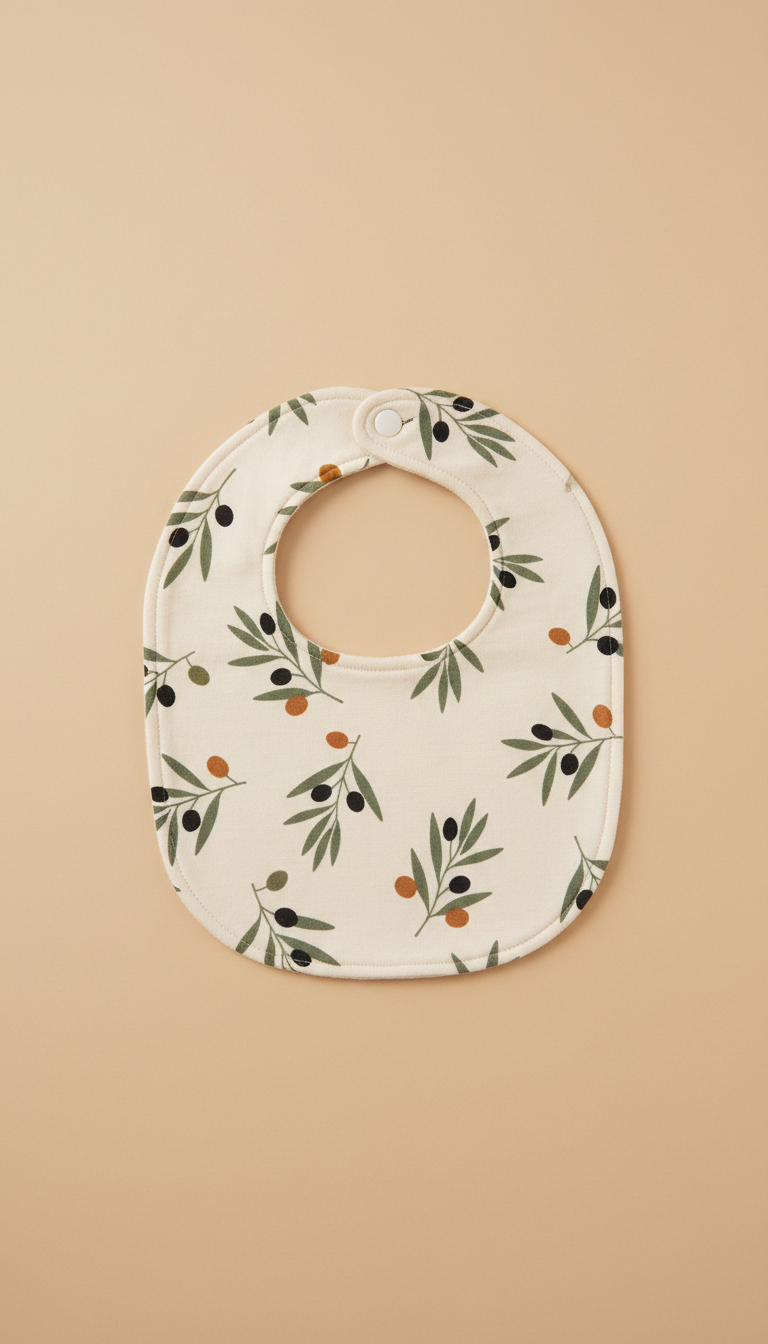 Baby Bib Olive Print Cotton