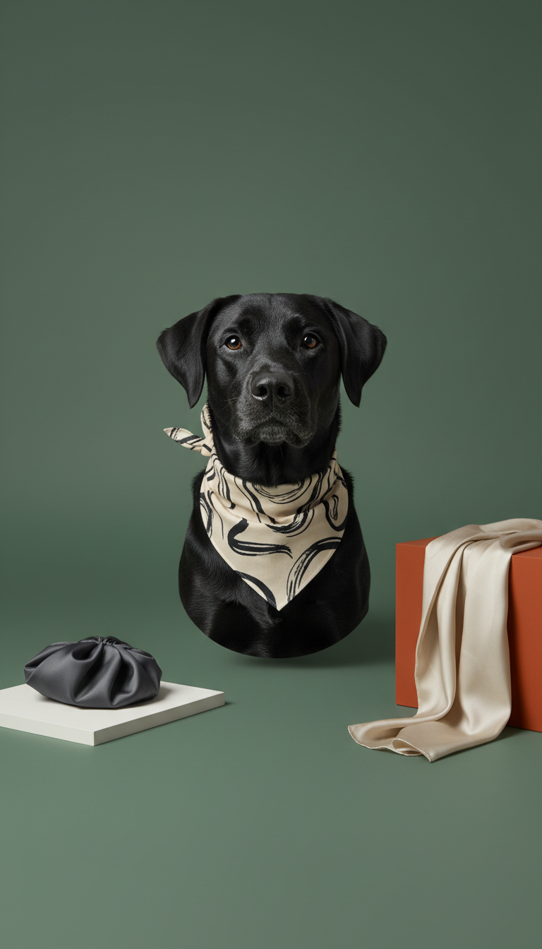 Dog Bandana Ink Black Sand Beige