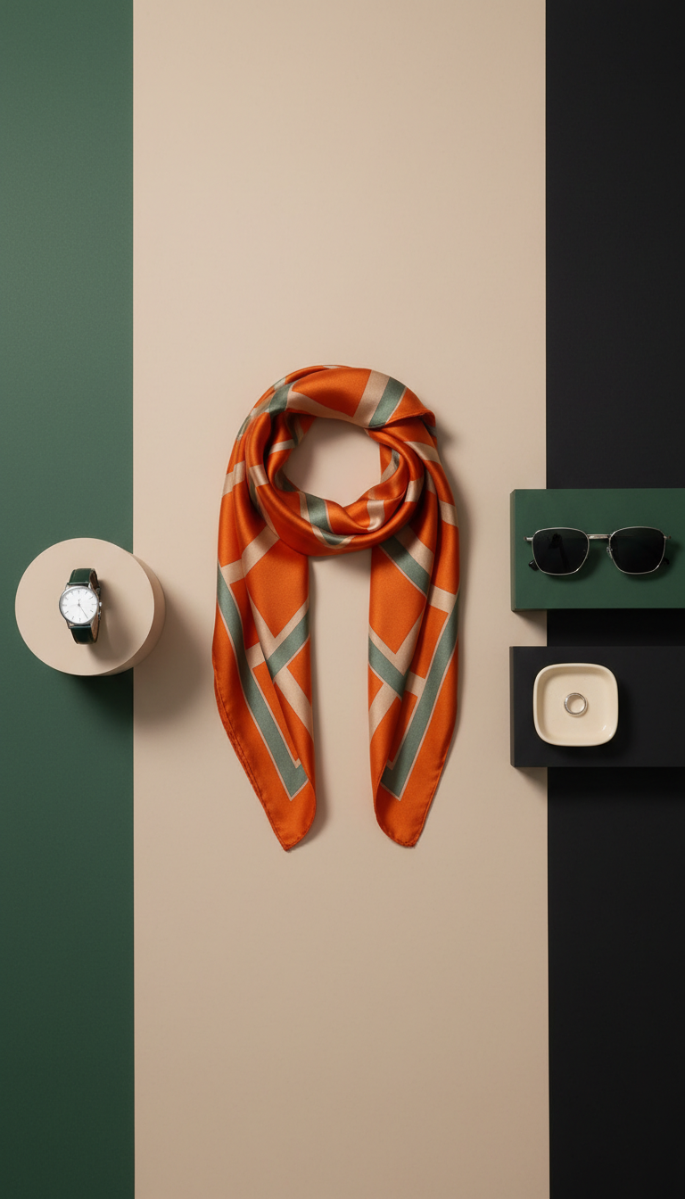 Scarf Orange Graphic Cotton